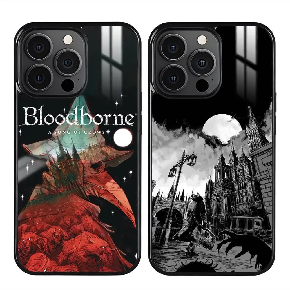 เคสโทรศัพท์ลายเกม Hot B-BloodborneS สำหรับ iPhone 16 15 14 13 12 11 Pro Max Plus Mini รองรับการชาร์จไร้สาย แบบแม่เหล็ก แข็งแรง