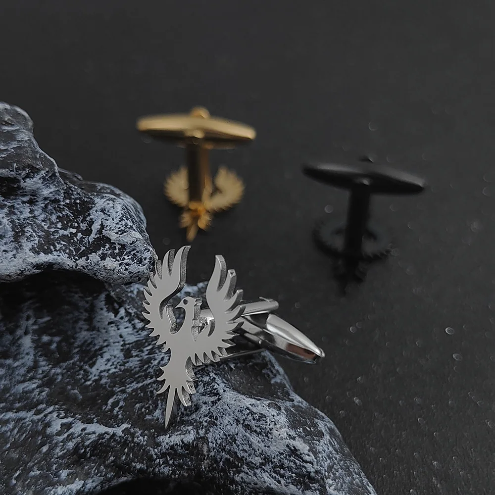 

Stainless Steel Men Cufflinks Vintage Phoenix Totem Shirt Cufflinks Engagement Wedding Jewelry for Groom Best Father's Day Gift