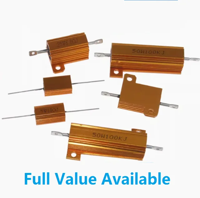 2PCS Aluminum Metal Case Resistor 100R 200R 300R 500R 1K  Wirewound High Power Shell RX24-50W-100RJ 201RJ 300RJ 500RJ 1KJ 5%