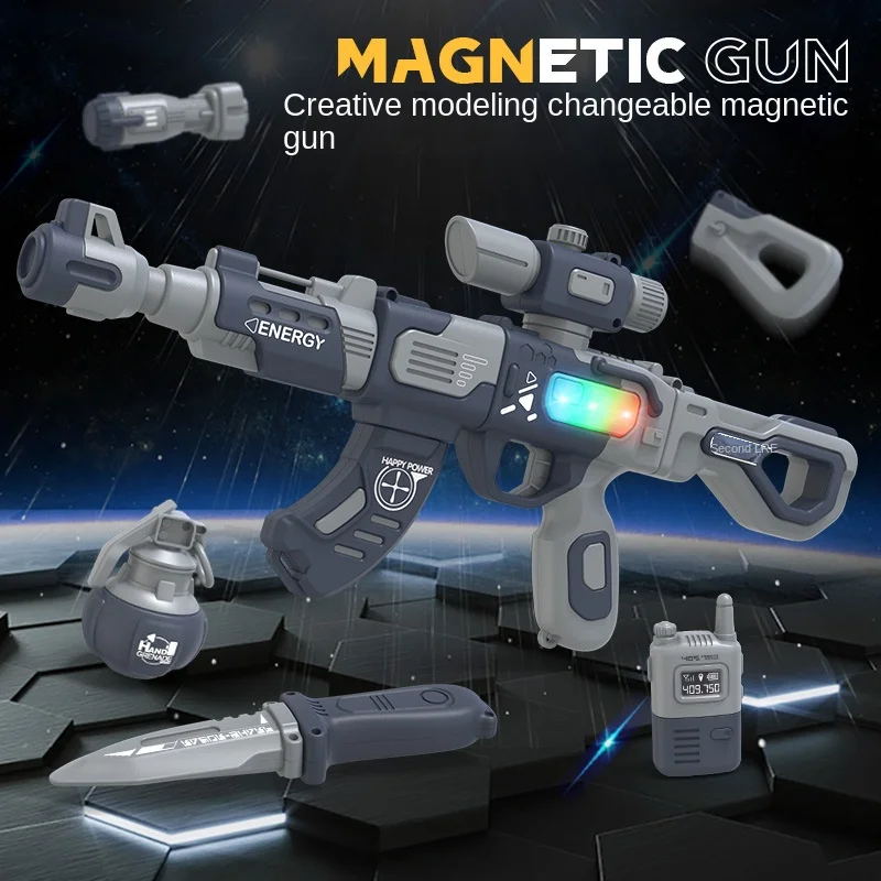 Combined Magnetic Sniper free AssemblyToys Guns Simulation DIY Electric Sound and Light Boy Gifts