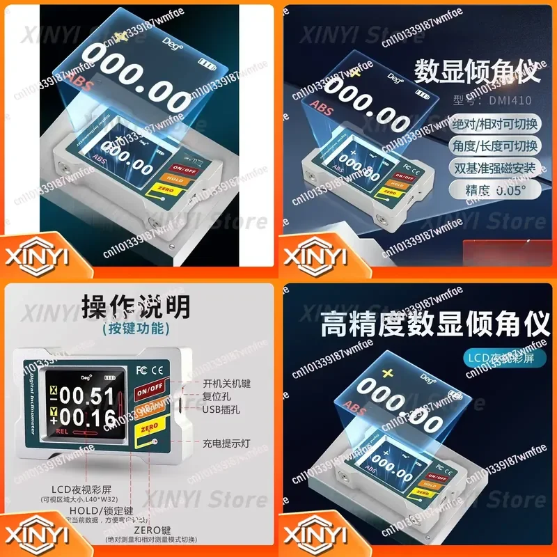 DMI410 Digital Inclinometer for Smartphones and Tablets High Precision Strong Magnetic Single Dual Axis Electron Level