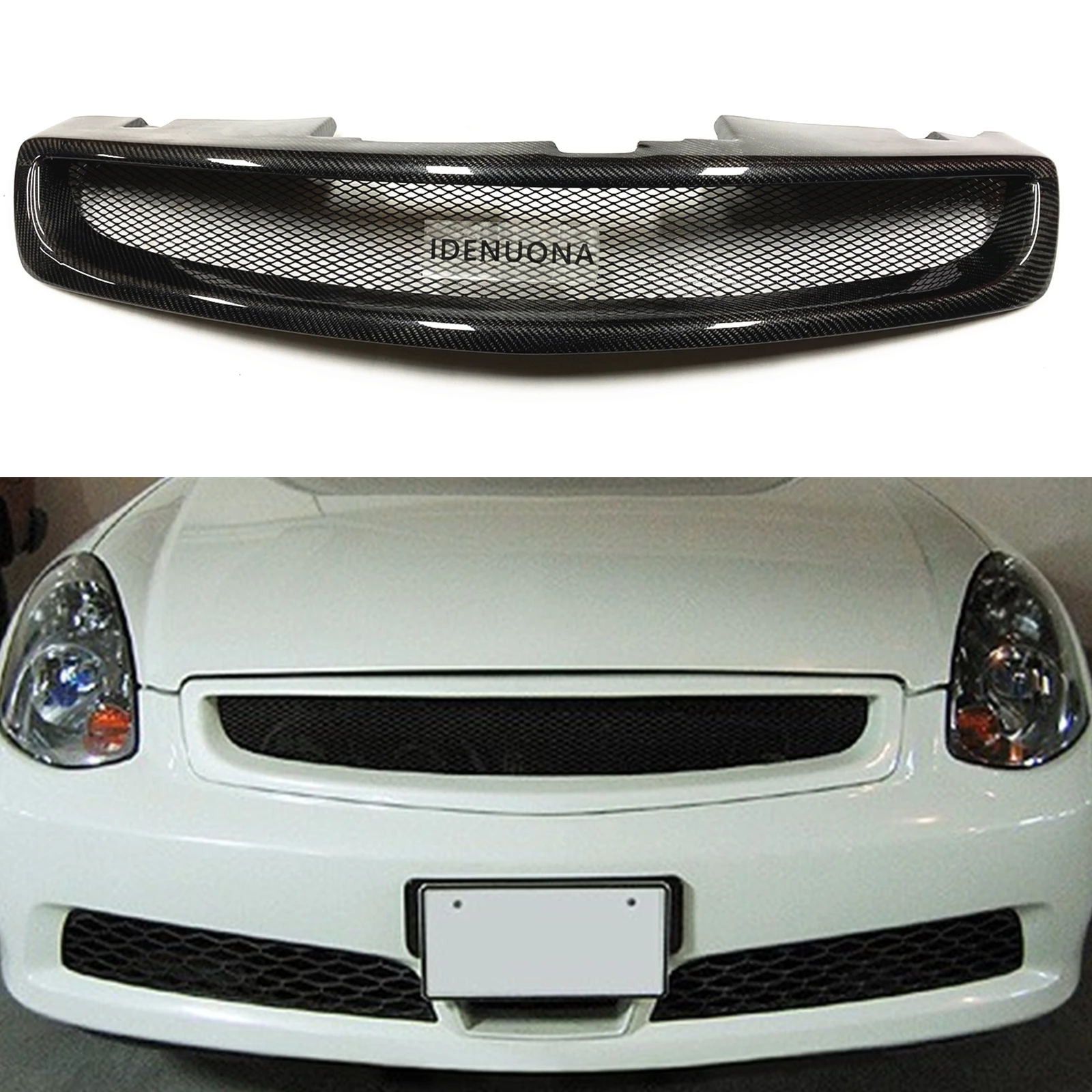 

Front Grille Grill For Infiniti G35 2005.7-2006 Nissan Skyline V35 4 Door Sedan Carbon Fiber/Fiberglass Upper Bumper Hood Mesh