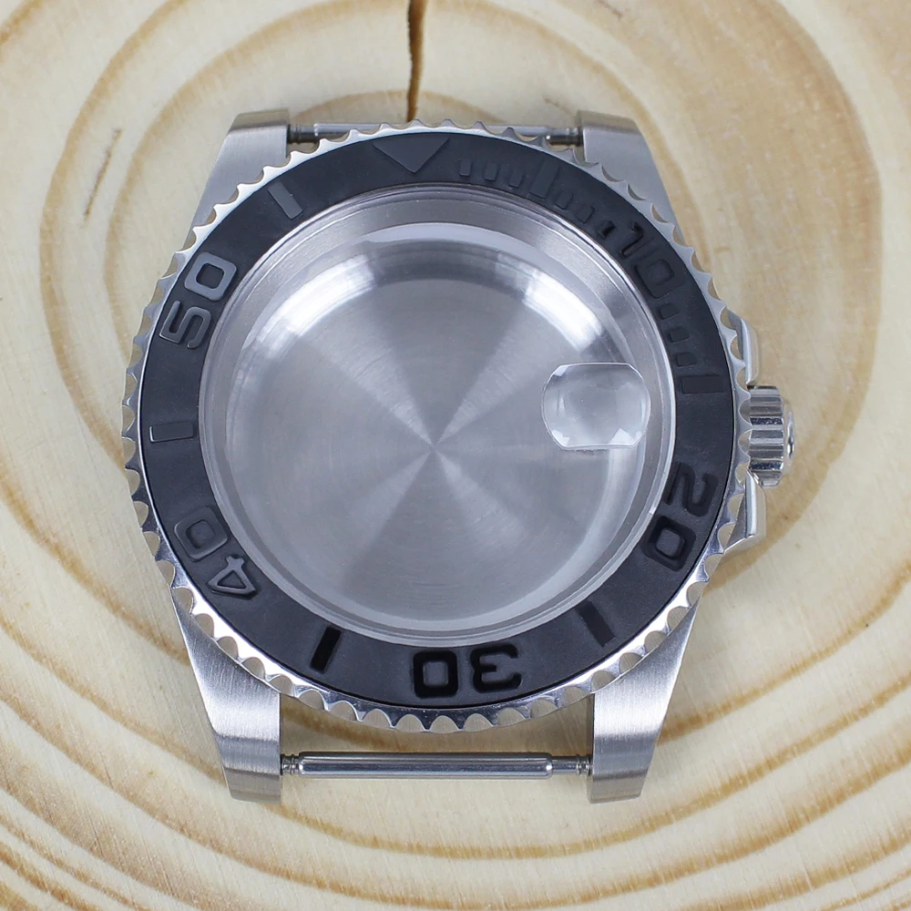 

Корпус для дайверских часов NH35 40 мм, серебряный дизайн яхты с керамическим безелем, детали из сапфирового стекла для NH35 NH36 2824 8215 Automatic Movt