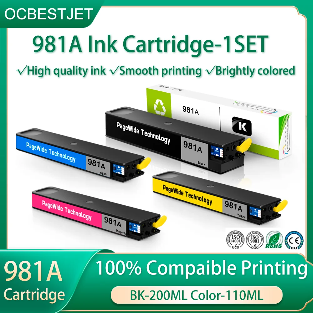 خرطوشة حبر HP 981A لطابعة 556 556dn 586dn 586z 586f E58650 E58650dn صبغة كاملة متوافقة مع خرطوشة حبر 981 مجموعة واحدة #6