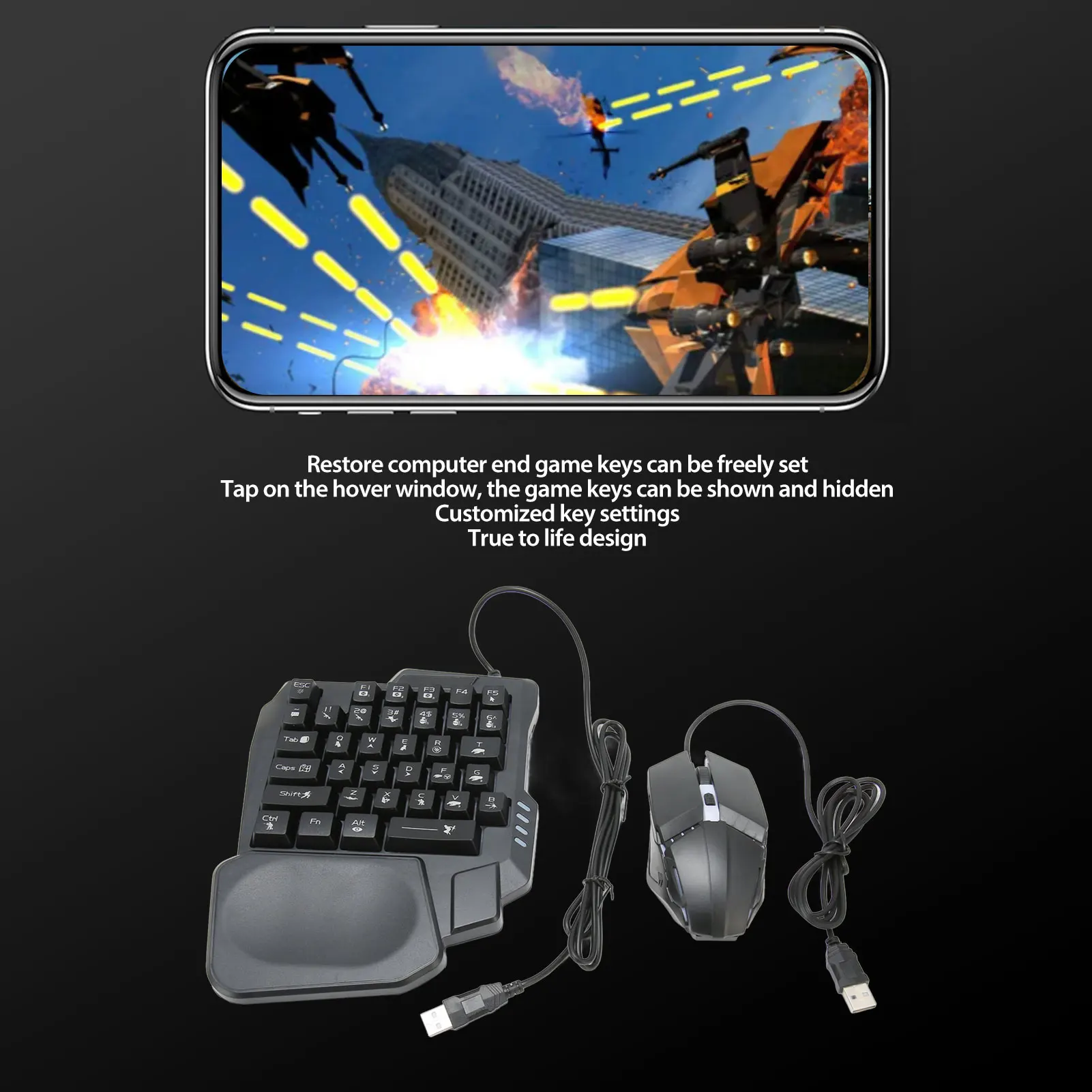 4 in 1 Mobile Game Combo Pack Mobile Gamepad Controller Gaming Keyboard Mouse Converter for Android for IOS