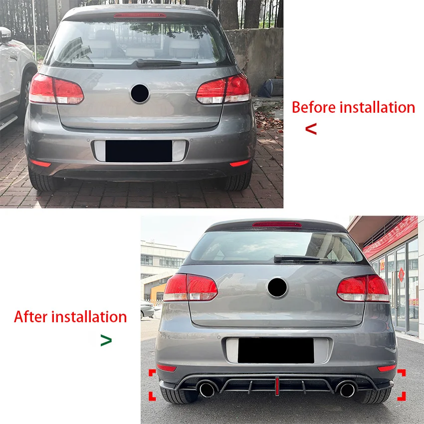 For 2008 09 10 11 12 2013 VW Volkswagen Golf MK6 TSI TDI GTI GTD Car Rear Bumper Lower Diffuser Lip Spoiler Splitter Body Kit