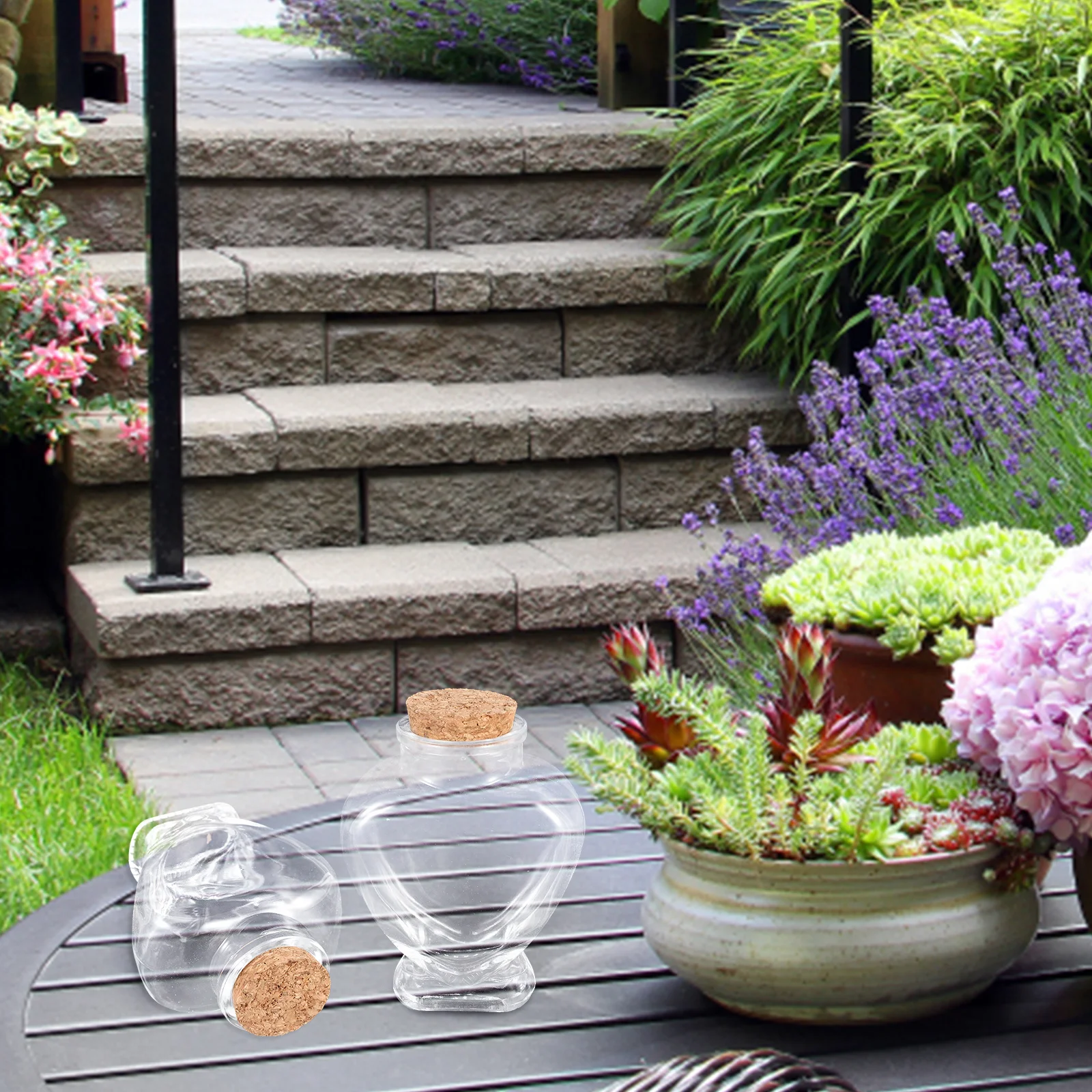 

2pcs Transparent Heart Shaped Glass Wishing Bottle Diy Craft Container Miniature Landscape Storage Jar Decorative Gift Ornament