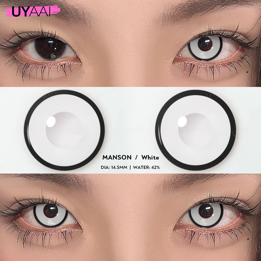UYAAI 1 Paar Cosplay Multicontacts für Augen, weiße farbige Linsen, Anime-Vampir-rote Linsen, schwarze Linsen für Halloween, lila Linse – Detail 13