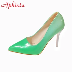 Aphixta 2024 tacchi a spillo alti 10cm décolleté scarpe da donna gradiente due colori sfumati punta a punta tacchi sottili da ufficio in pelle verniciata