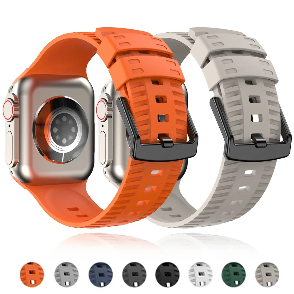 Silicone Strap For Apple Watch Band Ultra 49mm 45mm 41mm 44mm 40mm 42mm 38mm Sport Bracelet For iWatch Series 9 8 7 6 5 SE 4 3 2