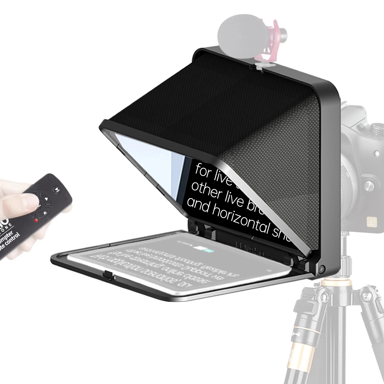 LENSGO TC7 Fold Prompter Portable Teleprompter for Phone Camera for Live Interview Video for 7.9 Inch Tablet iPad Smartphone