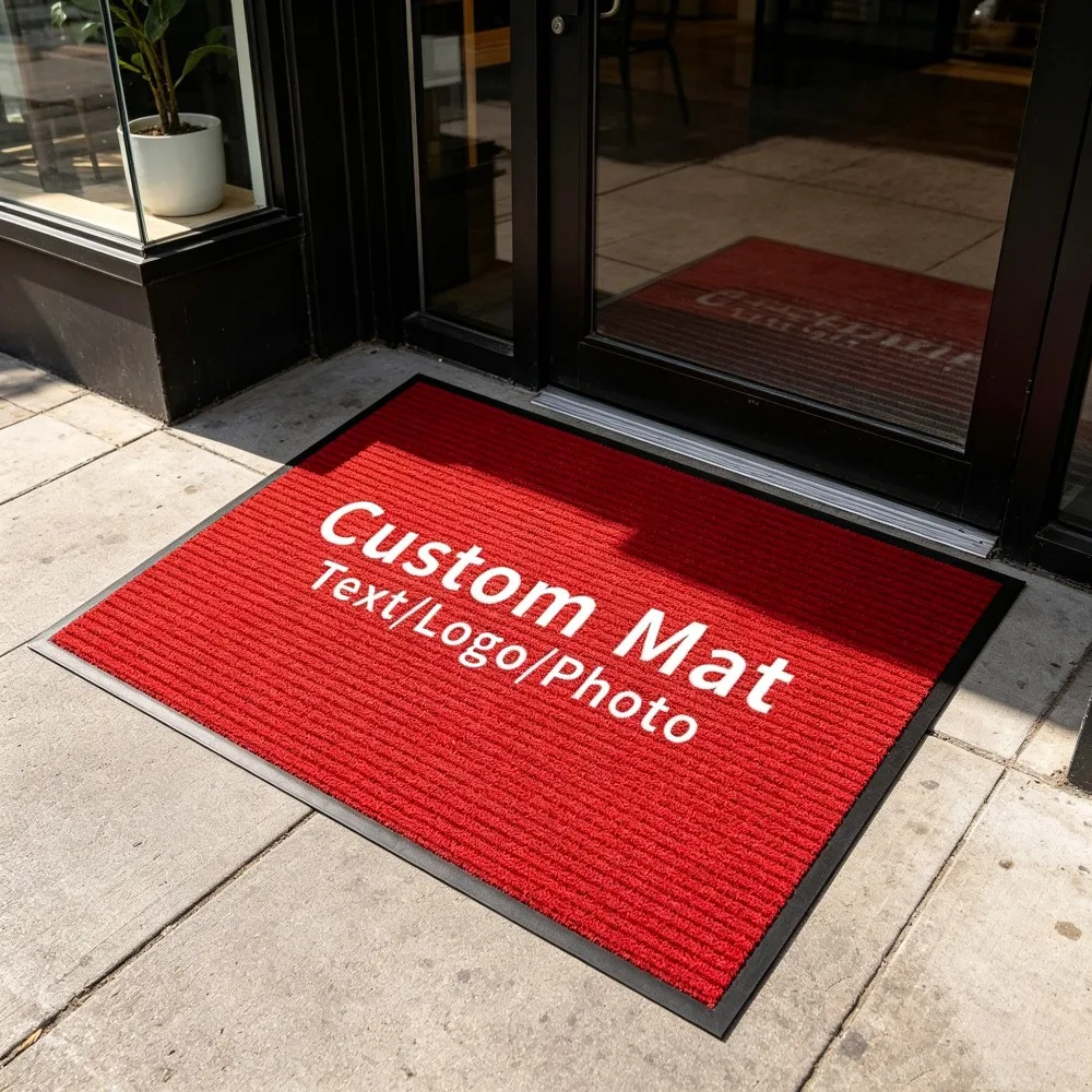 Personalized Doormat Custom Business Mat Entrance Carpet Large Size Striped  Rubber Floor Mats Water Absorbent Foot Rugs