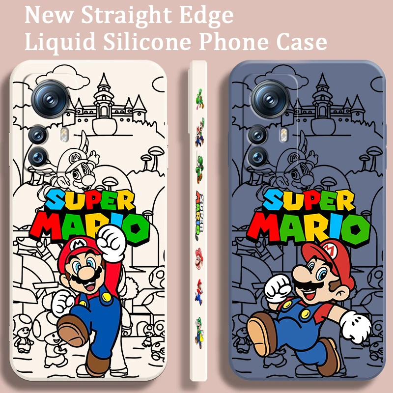 

S-Supers M-Marios Cute Cartoon Liquid Left Rope For Xiaomi Mi 14 13T 13 12T 12 11T 11i 11 A3 10T 10 9 Pro Lite Ultra 5G TPU