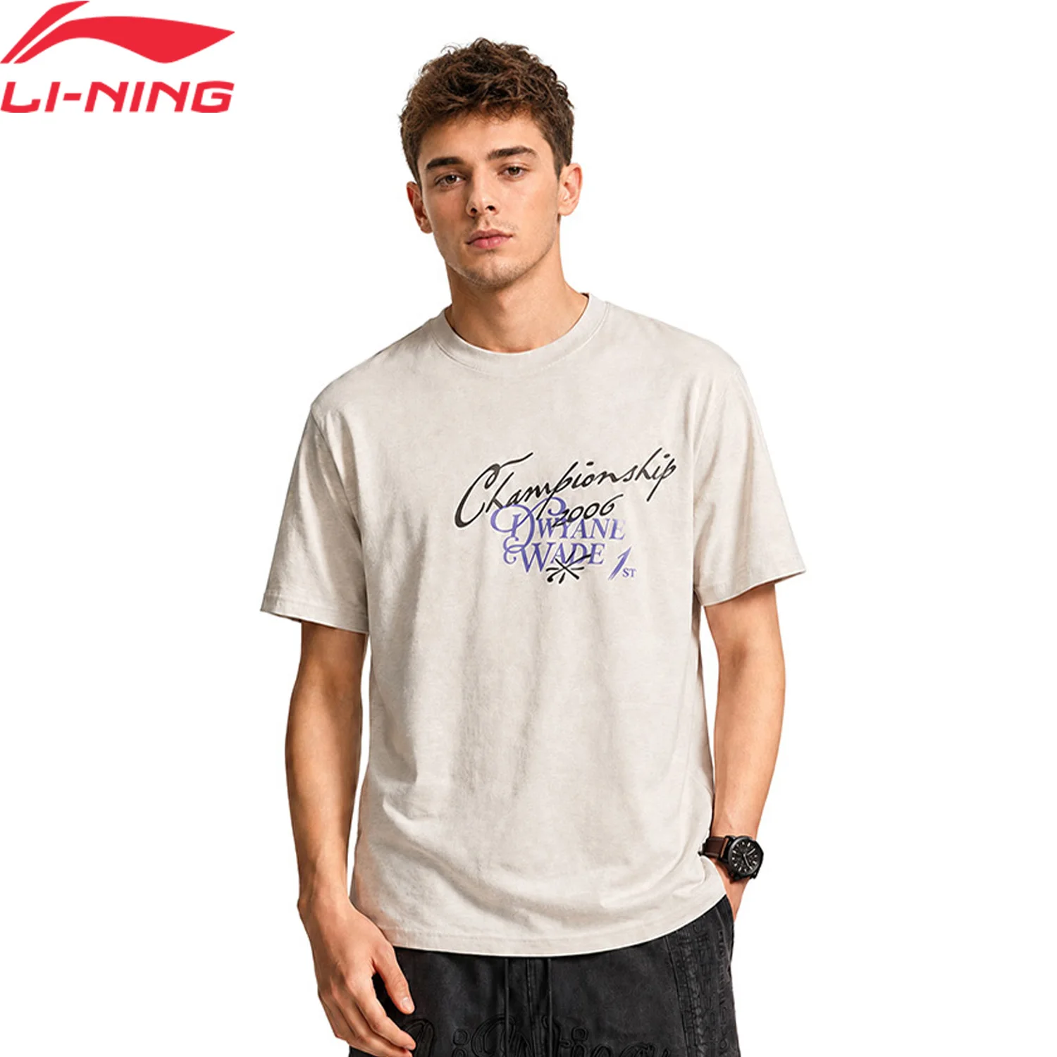 Li-Ning Men's Wade T-shirt LN COOL Sun Protection  45.5%Cotton 35%Polyestr 19.5%Viscose Breathable LiNing Basketball Tee AHSW119