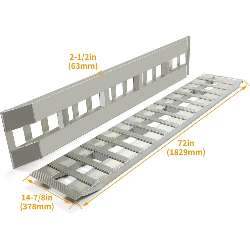 79.62 "X 14.87" X 2.5 "Ramp Aluminium 6000 LBS Perak Truk Trailer Kait Ujung Pisau Kaki 1 Pasang 2 Landai
