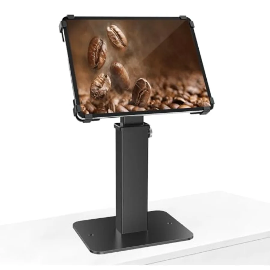 

Adjustable Height Rotating Tablet Stand with Anti-Theft Lock 360 Swivel Tilt Aluminum Carbon Steel Holder for 9.7-13 inch Table