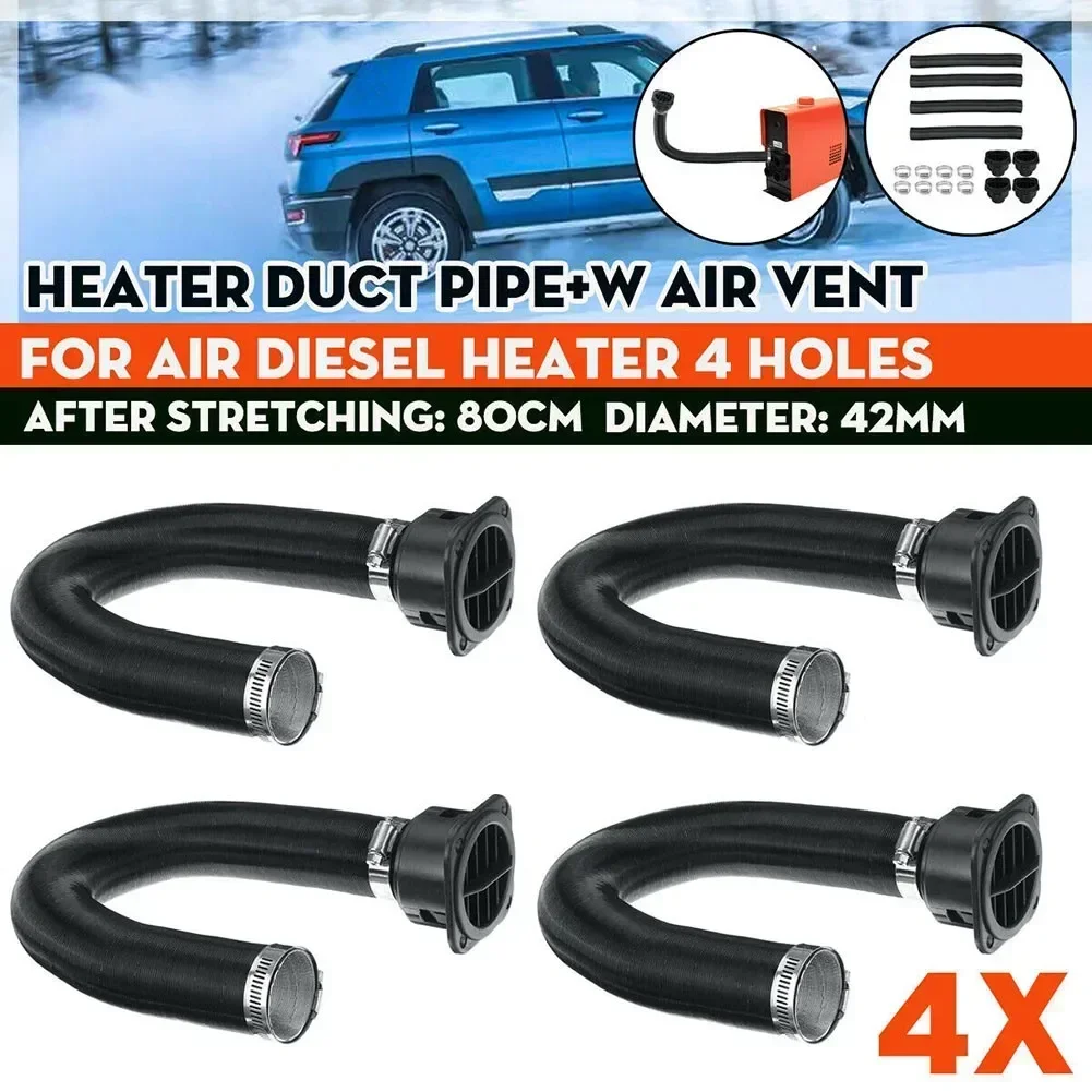 

Carhome 4x 42mm Heater Duct Pipe + Air Vent – Heater Tube with Air Vent Outlet For Air Diesel Heater 4 Holes Car Useful