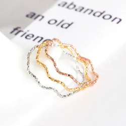 1mm Thin Stainless Steel Wave Design Knuckle Midi Ring for Women Girl Size 5-10