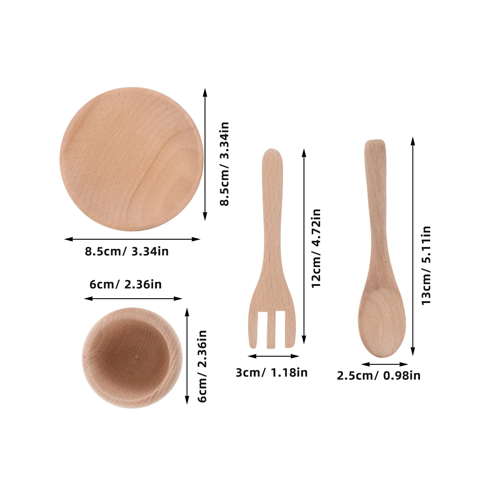 1Set Houten Kinderkeuken Speelaccessoires Pretend Koken Set Realistische Borden Vorken Montessori Educatief Zintuiglijk