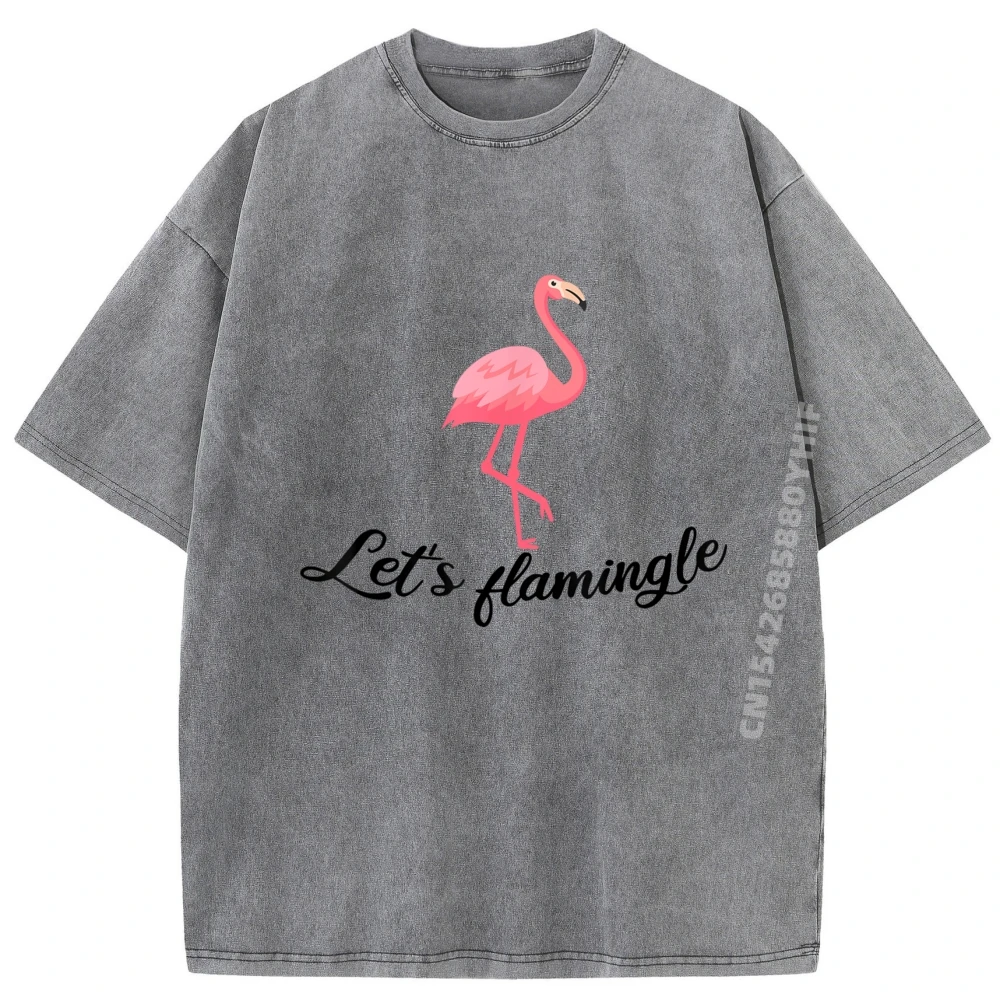 

Белая футболка с рисунком Let Flamingle Tropical Flamingo Bird, мужская потертая футболка для отдыха, мужские свободные топы с принтом