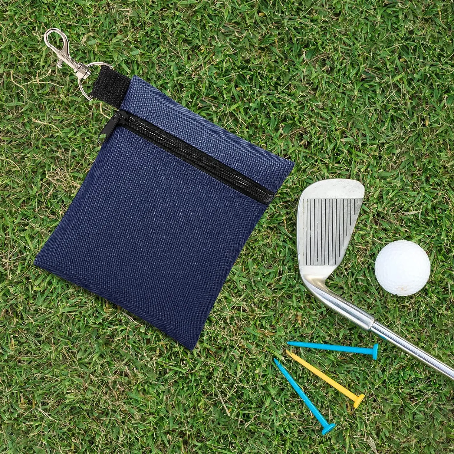 CRESTGOLF Golf Tees Bag 14*17 CM Zipper Ball Pouch with Metal Store Your Tees Perfect Gift for Golfers 2 Colors
