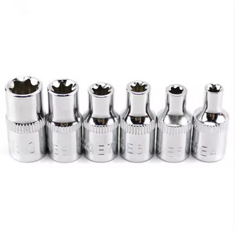 6Pcs 1/4" Ratchet Socket Set Torque wrench Torx Star Female Socket Adapter E Socket Driver Joint Hand Tools E4 E5 E6 E7 E8 E10 image 2