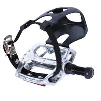 Road Bike Pedals with Clip & Straps Bicycles Toe Clip Cage Indoor Exercise Spin Bike Pedals for Indoor Exercise Bikes