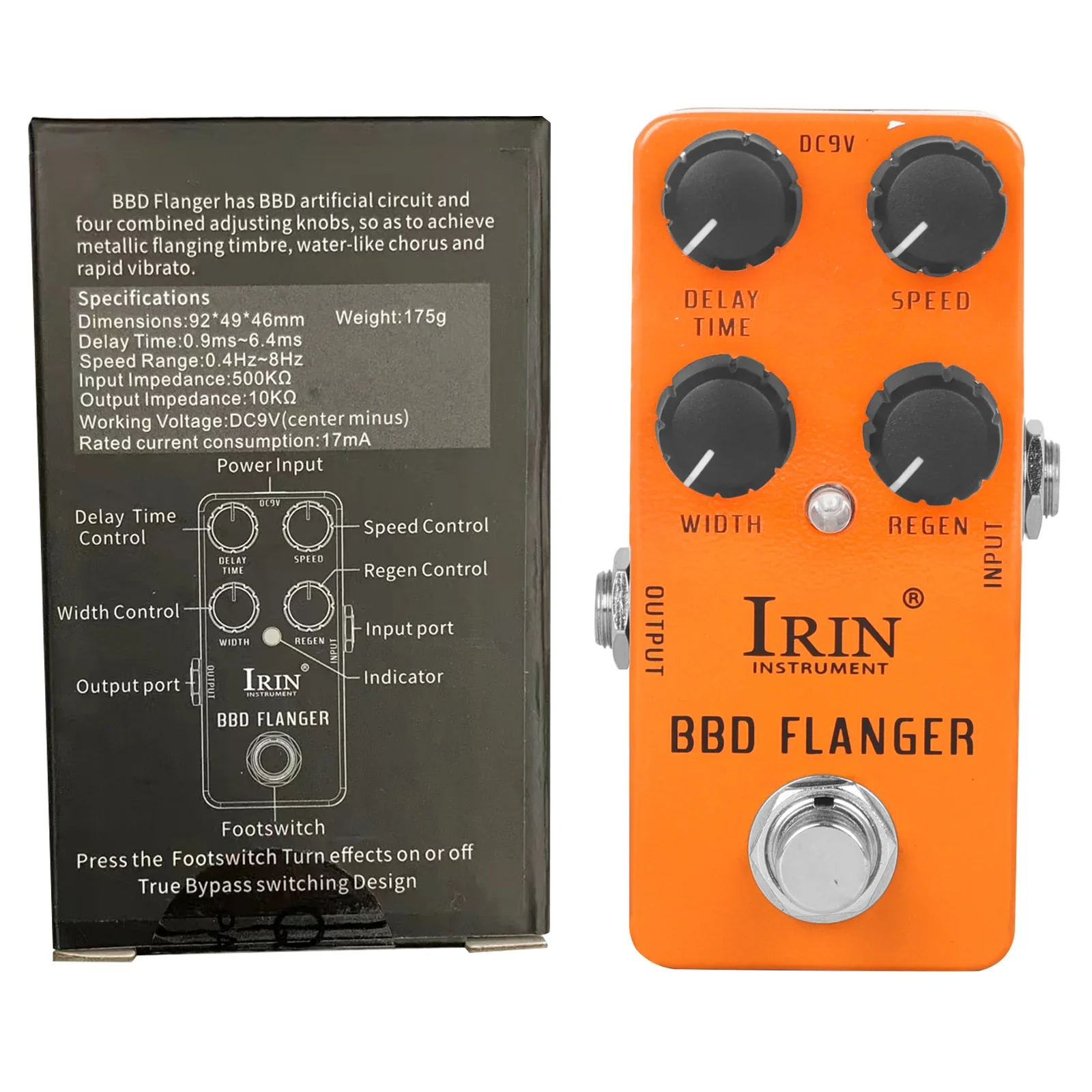 IRIN RS-08 Électrique JEEffprotected Bbd Flanger Effprotected Pedal, True Bypass, Mini Single JEPedal JEAccessrespiration & Parts