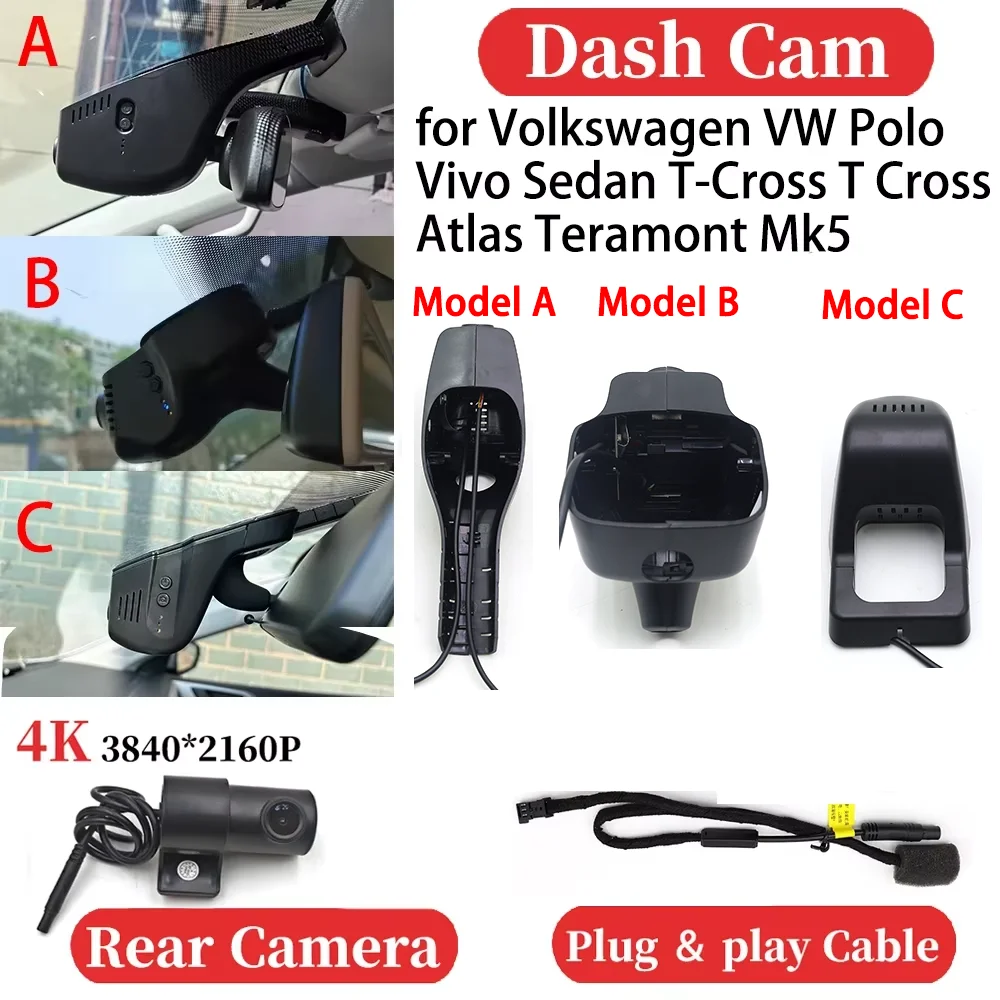 

UHD Car 4K Video Recorder DVR Dash Cam Dashboard Camera for Volkswagen VW Polo Vivo Sedan T-Cross T Cross Atlas Teramont Mk5