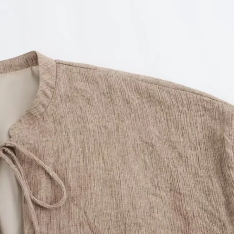 Autumn O-Neck Woman Cardigan Casual Bow Sexy Coat Women's Clothing Loose Long Sleeves Soft Lantern Sleeve Female Tops