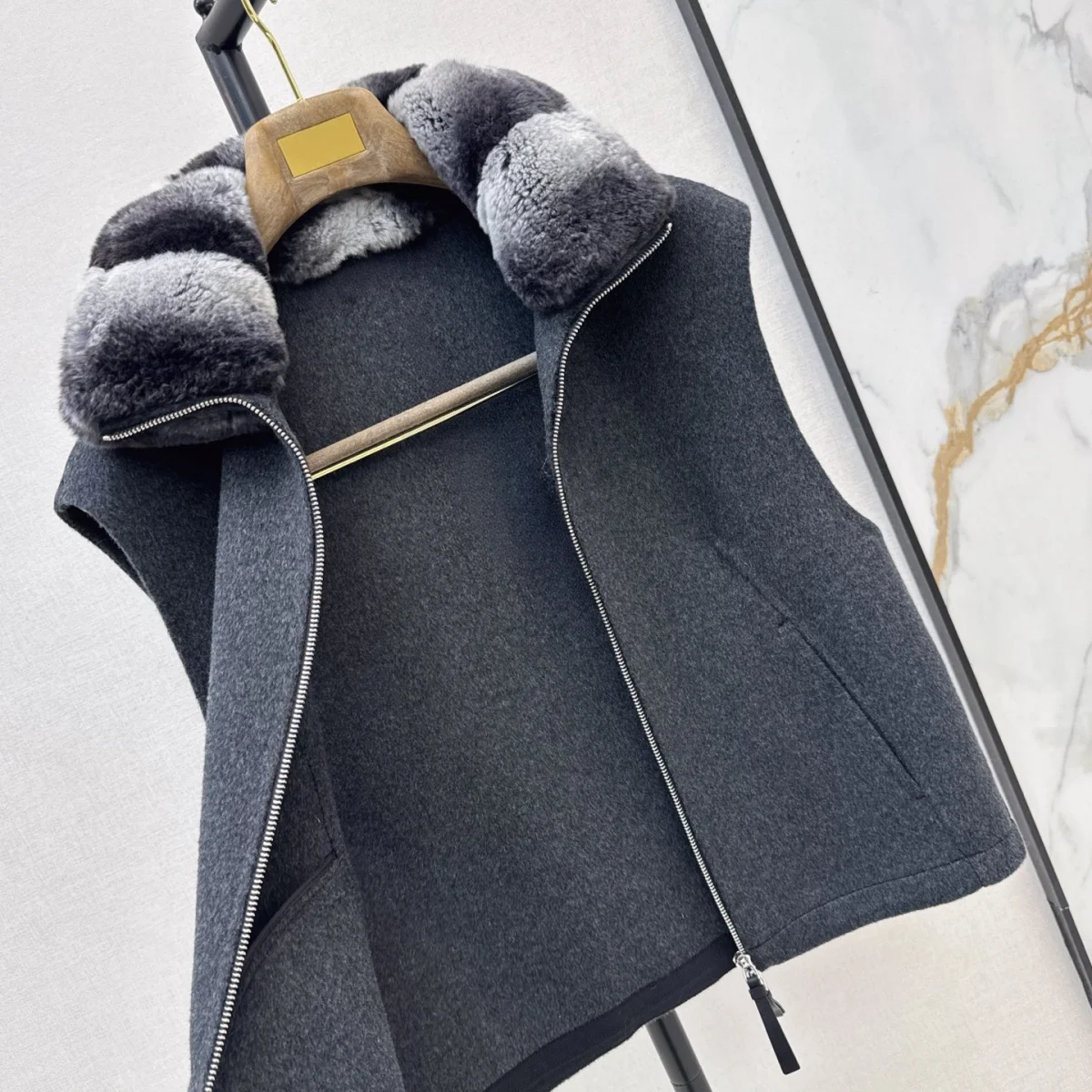 2026 high-quality women's clothing autumn and winter high-end gray woolen vest--2692224