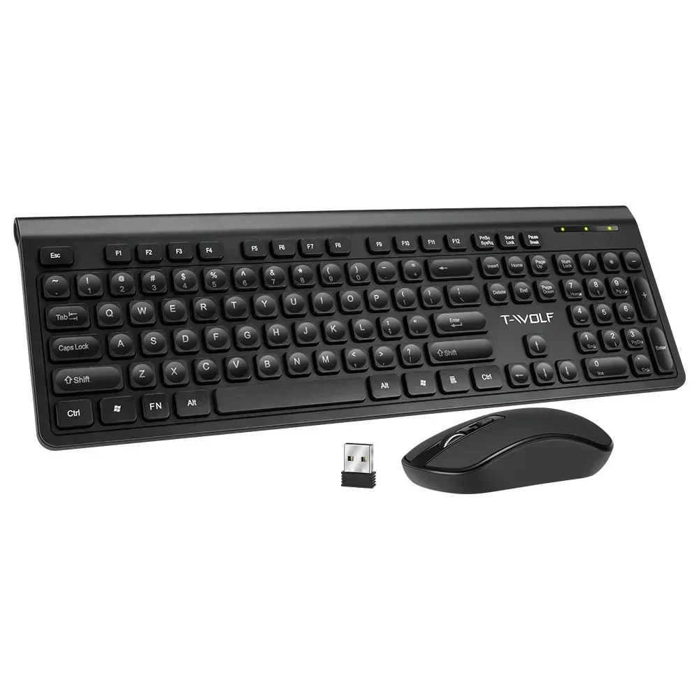 Wireless Quiet Keyboard and Mouse Set/Suit 2.4g Wifi Chocolate Punk Key Mouse Support one press to Mute Free Shopping