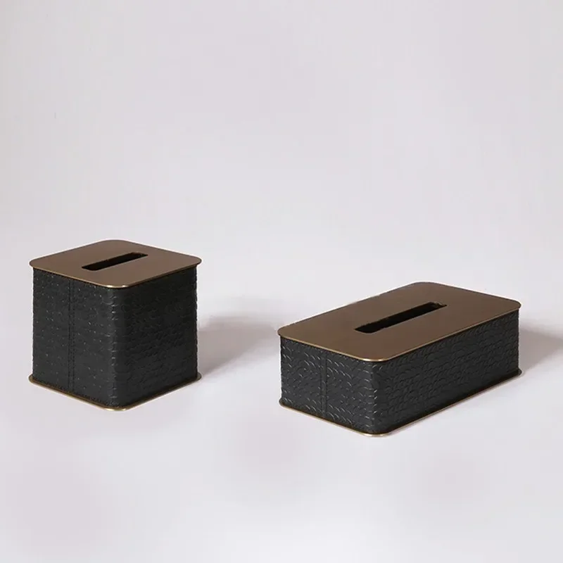 Metal leather tissue box creative coffee table dining table pumping carton living room sample room home decoration