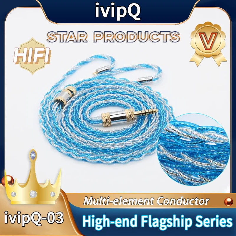 ivipQ-03 Flagship Cable HiFi Earphone Upgrade Cable Multi-element Conductor With MMCX/0.78mm/2Pin/N5005/IE900,For F1 AKG MK4 IEM