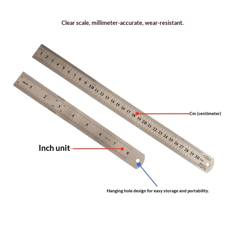 50cm Stainless Steel Metal Straight Ruler Precision Double Sided Precision Measuring Tool Scale Metric Ruler Accessories