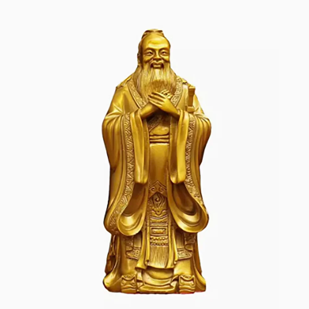 Confucian Sage and Ancestor Confucius Zhongni Bronze Statue Office, Study Home, Confucius Bronze Carving Teacher Decoration