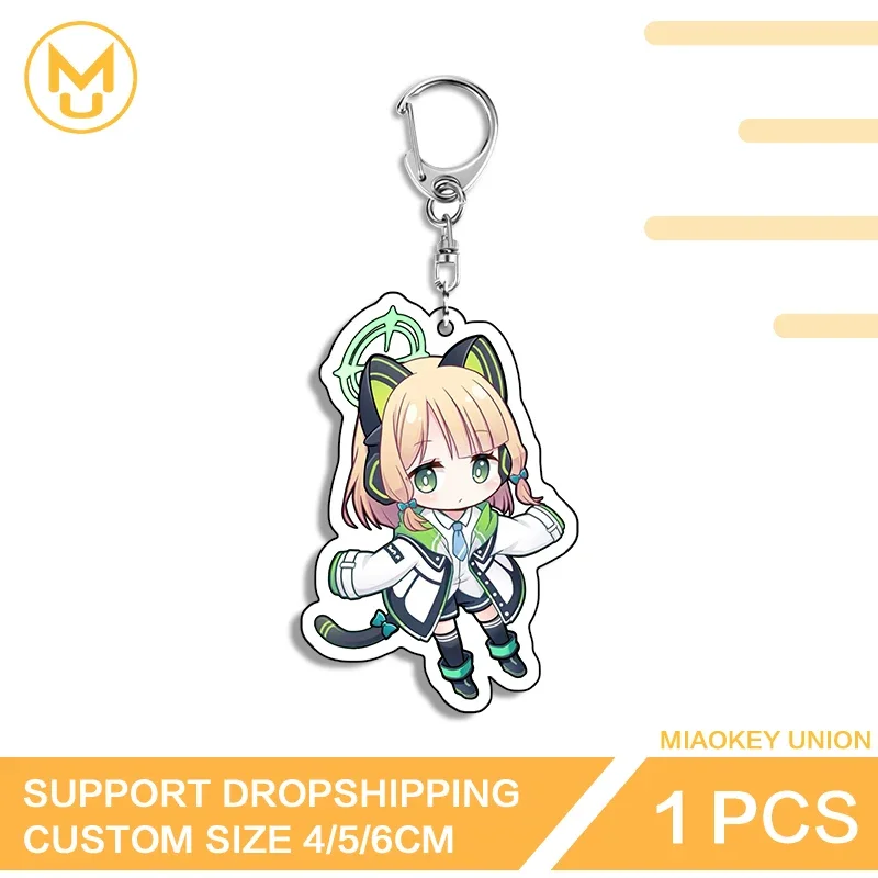 Lovely Cats Ears Girl Blue Archive Saiba Midori Naughty Glaring Acrylic Keyring Enchanting For Backpack Clothes Jewelry Gifts
