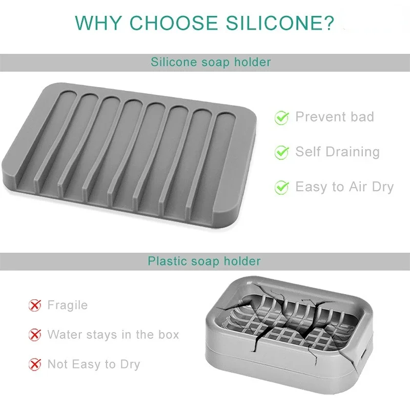 Home Decoration Non-Slip Silicone Soap Box Bathroom Toilet Soap Holder Soap Box Storage Container Kitchen Bathroom Supplies 1pc