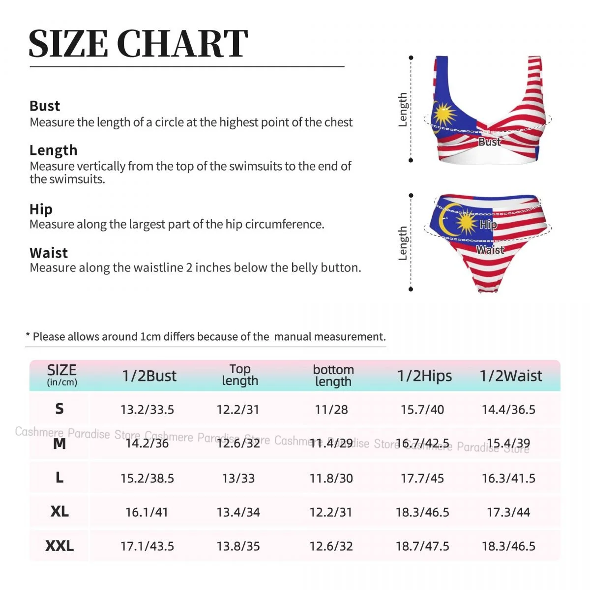 The Push-Up Malaysia Flag Sexy Bikini Women Swimwear Female Swimsuit Swimming Bathing