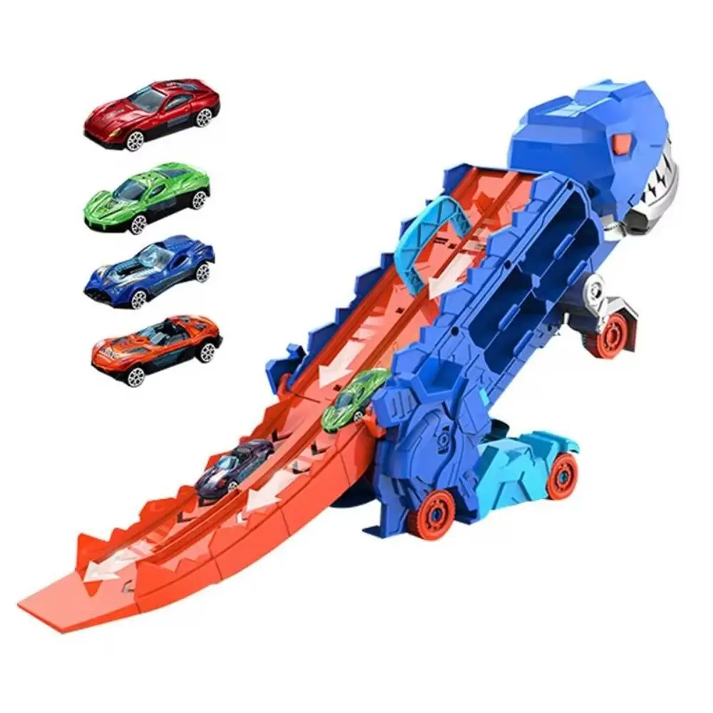 

Dual-mode Dinosaur Car Toy Folding with Handle Dinosaur Transformed Toy Portable Swallowing Slide Dinosaur Track Toy Children