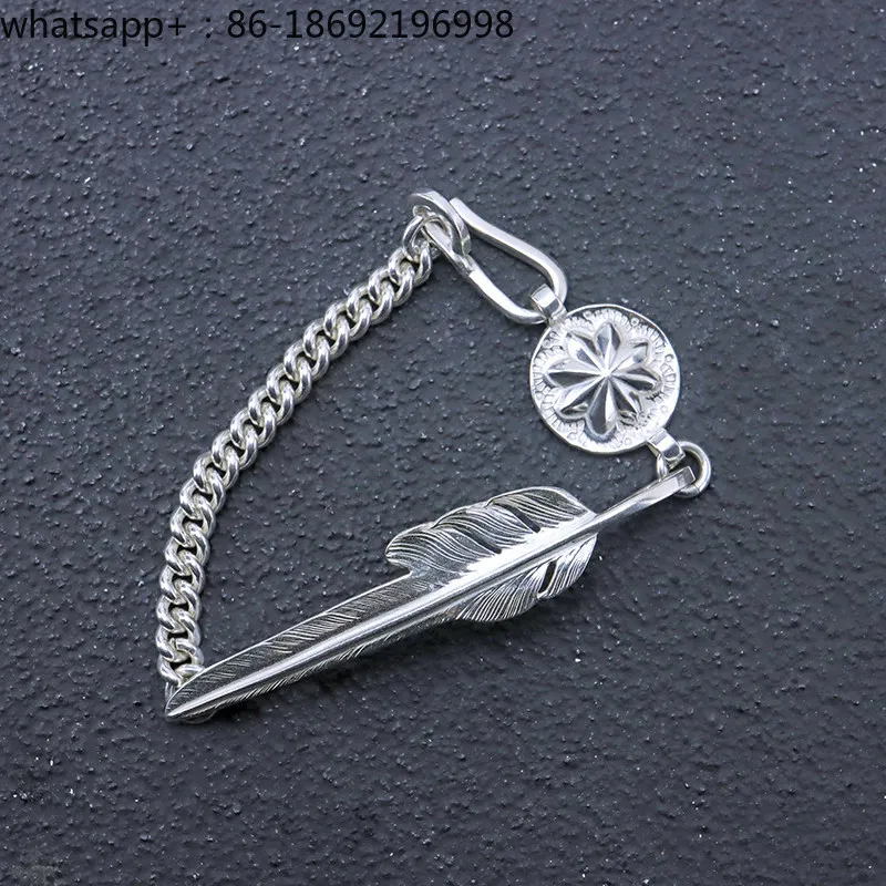 Wind Cut Feather Bracelet 925 Sterling Silver Male Personality