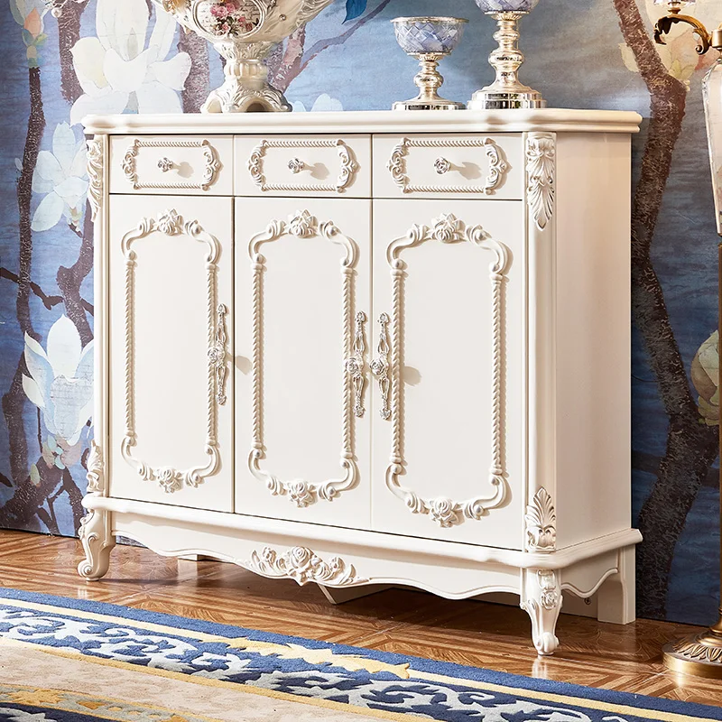 New European-style shoe cabinet, white French living room, painted hallway cabinet, elevator entrance locker, home balcony