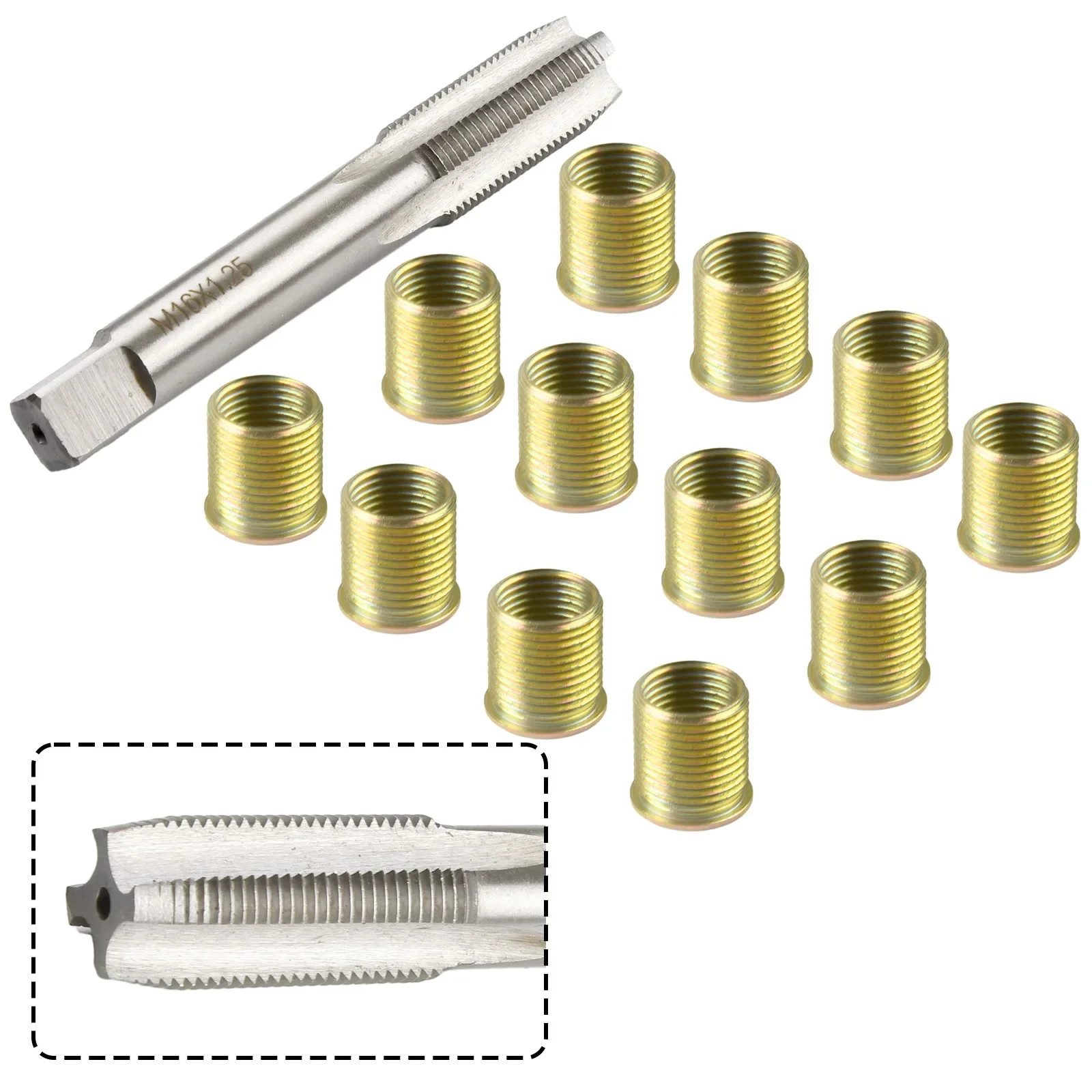 

Thread Inserts Thread Tap Thread Repair Tools Galvanized M14X1.25 Inserts M16X1.25 Tap Kit STANDARD THREAD New