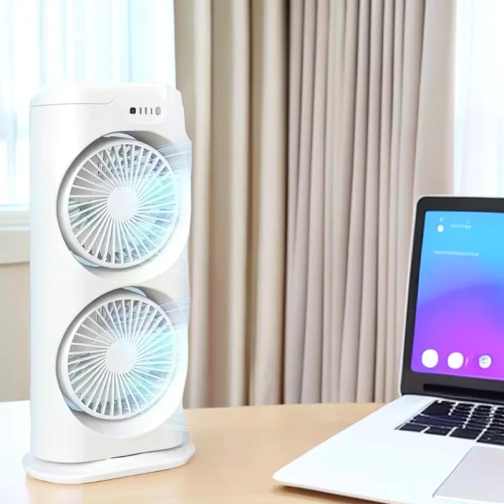 Dual Head Desktop Misting Fan USB Rechargeable Portable Air Cooler Cooling Fan For YQ Home Office Desk Personal Use Silent