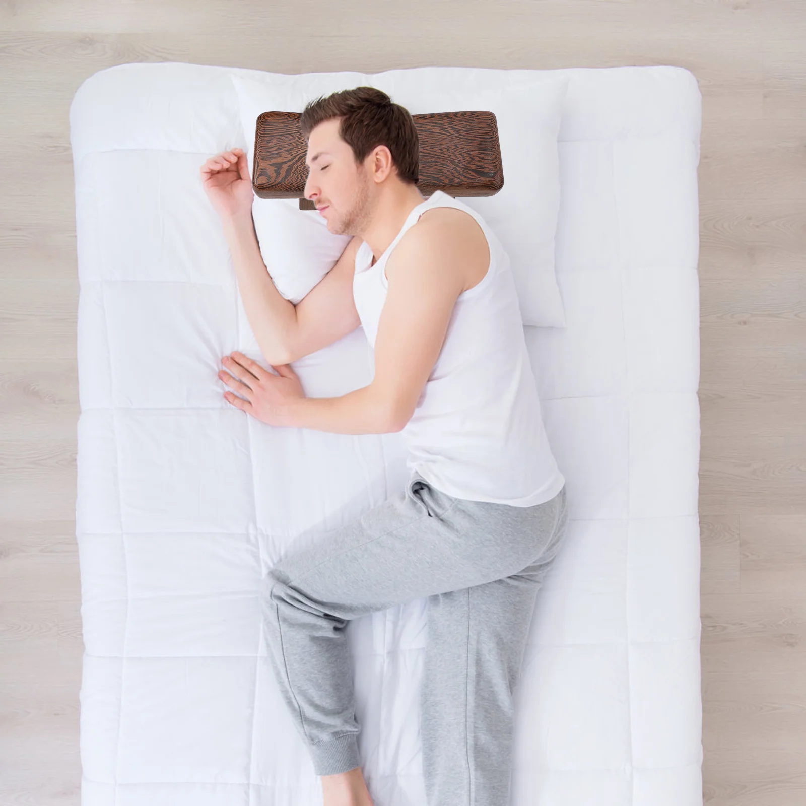 

Chicken-Wing Wood Cervical Pillow Curved Design Smooth Hardwood Sleeping Pillow For Sauna Steam Room Home Use