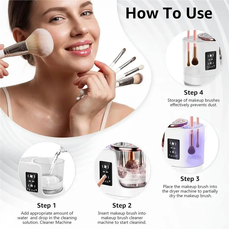 ABIT USB Powered 3-In-1 Electric Makeup Brush Cleaner Machine, Automatic Deep Cleaning& Drying For Most Brushes& Sponges