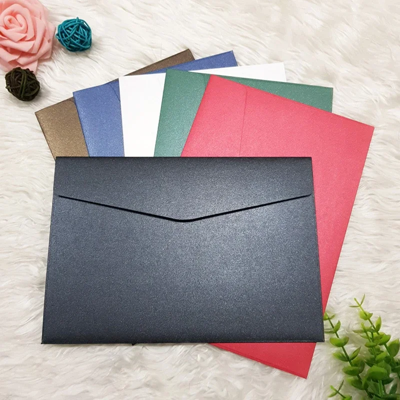 

40pcs/lots Envelope for Invitations 23x16cm Postcards Giftbox Card 250g Shiny Pearl Paper Wedding Business Letters Stationery