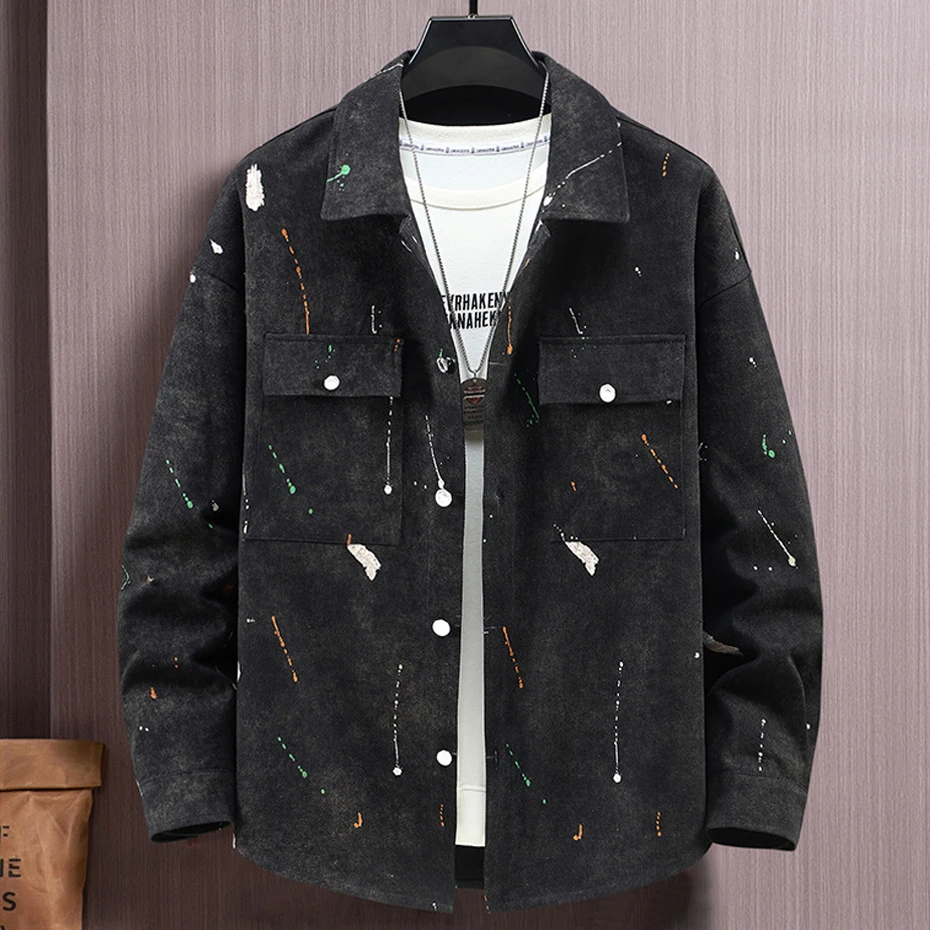 10XL 11XL Plus Size Denim Jacket Men Vintage Spot Print Jean Jacket Spring Autumn Cargo Denim Coat Male Big Size 11XL