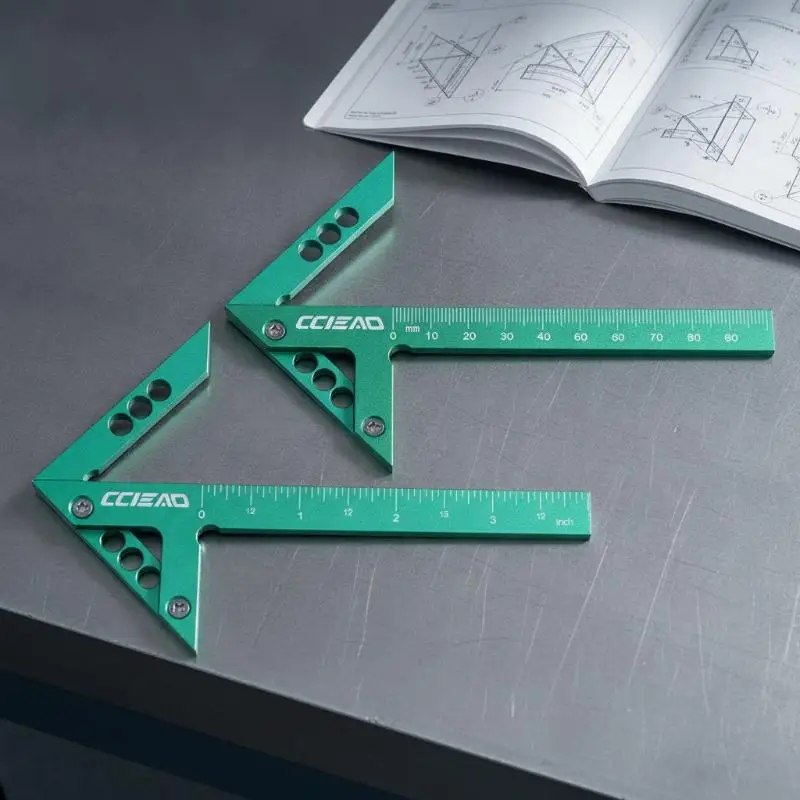 High Precision Angle Marking Ruler Aluminum Alloy Center Finder Line Gauge 45 90 Degree for Cabinet Making Woodworking