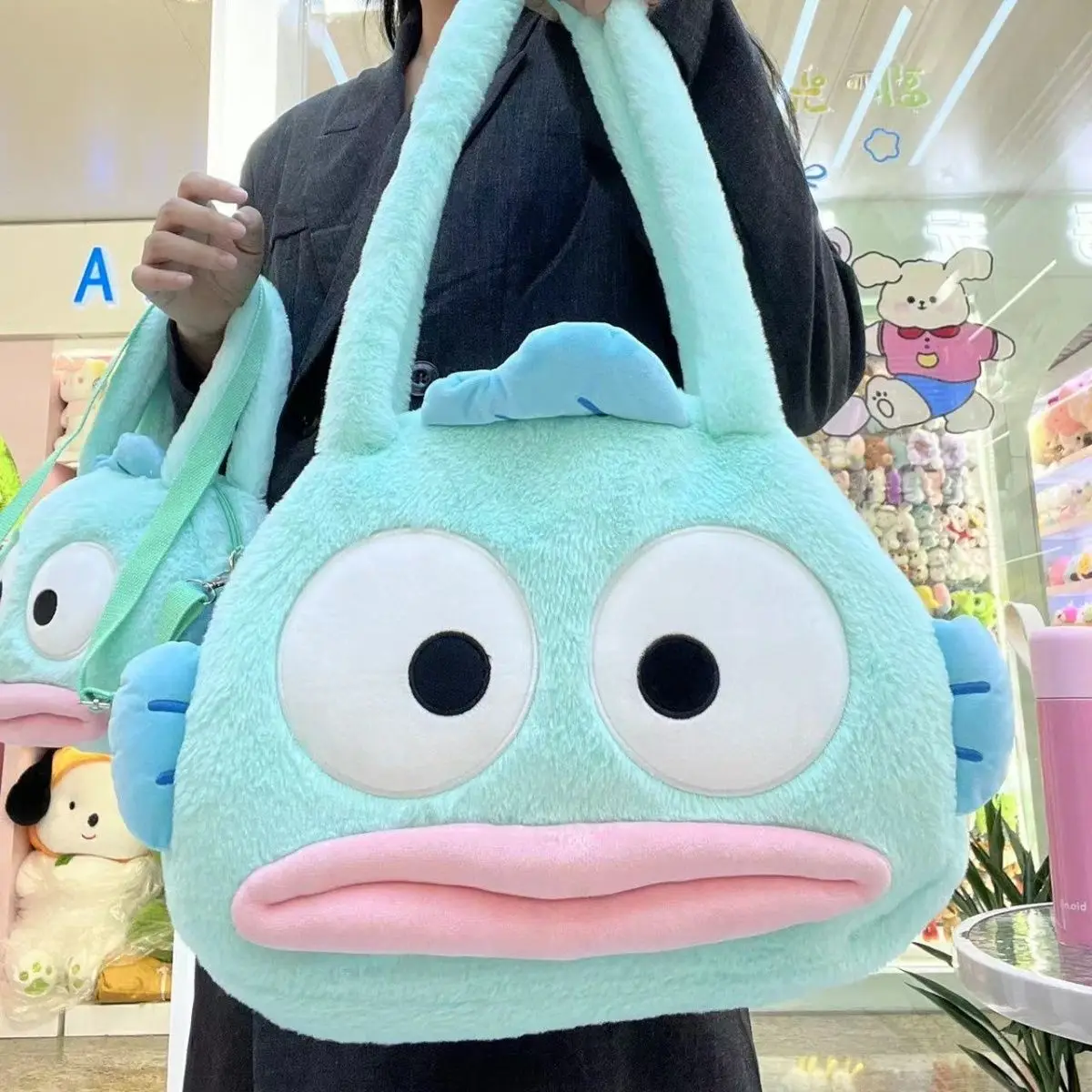 

MINISO Hangyodon Anime Kawaii Ins Fashion Students Storage Bag Cute Cartoon Lovely Doll Handbag Girly Heart Gifts for Kids